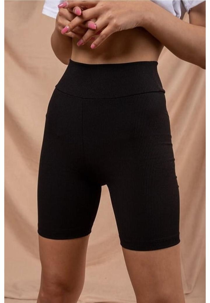 Colanți Scurți Damă cu Talie Înaltă – Elastici, Negru