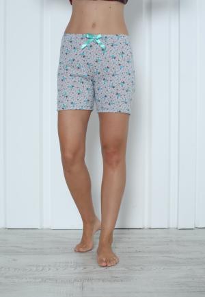 Pantalon Scurt Damă din Bumbac cu Flori Albastre