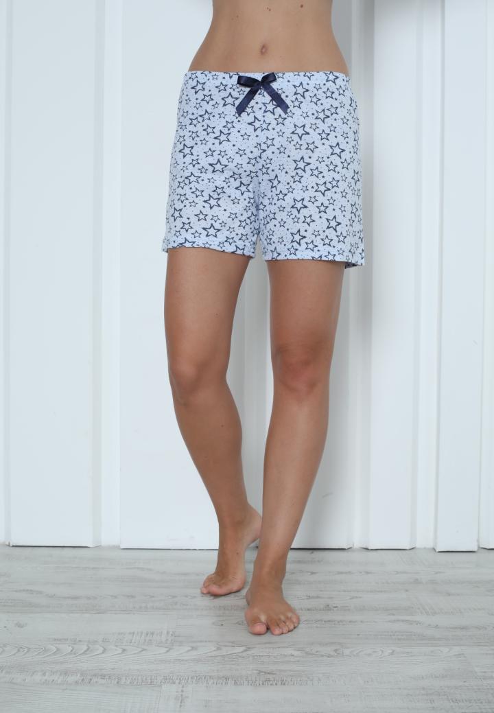 Pantalon Scurt Damă din Bumbac cu Imprimeu Steluțe