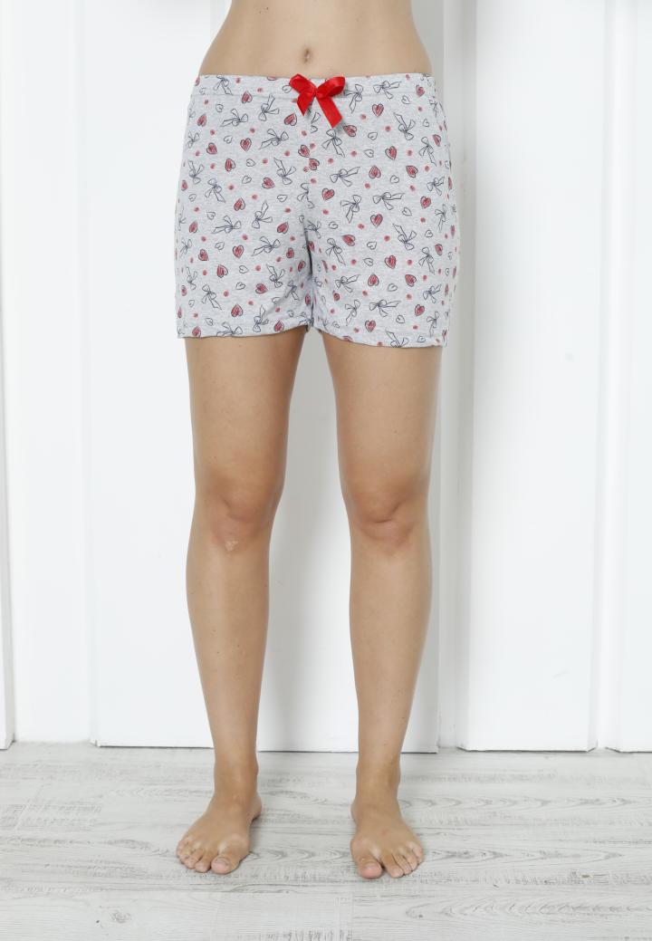 Pantalon Scurt Damă din Bumbac cu Inimi Roșii