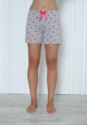 Pantalon Scurt Damă din Bumbac cu Flori Roz