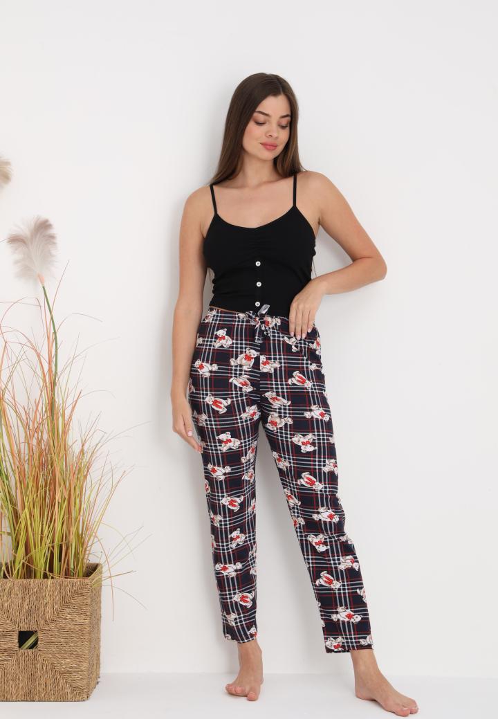 Pantaloni lungi de pijama damă,imprimeu ursuleti