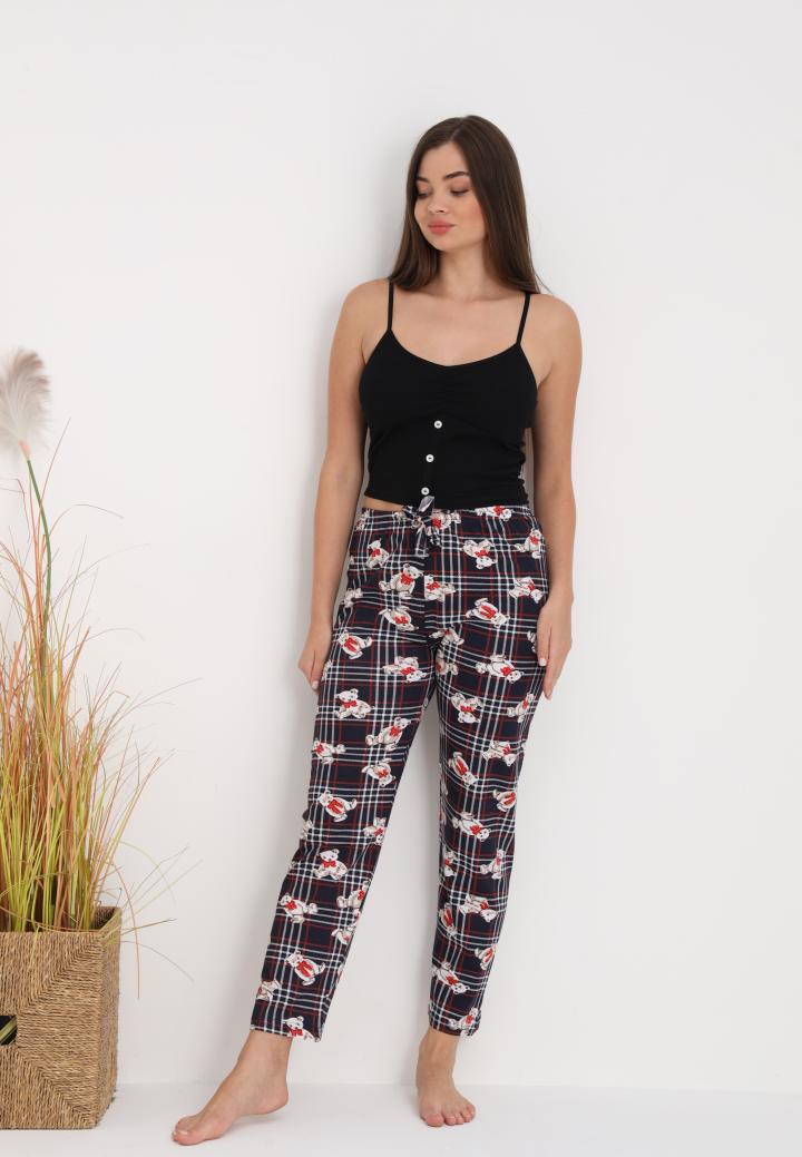 Pantaloni lungi de pijama damă,imprimeu ursuleti