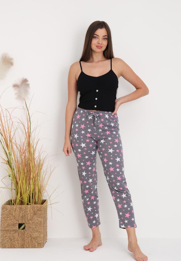 Pantaloni lungi de pijama damă,imprimeu stelute