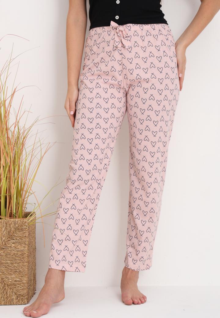 Pantaloni lungi de pijama damă,imprimeu INIMIOARE