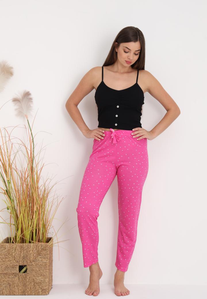 Pantaloni lungi de pijama damă imprimeu buline