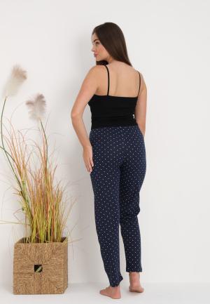 Pantaloni lungi de pijama damă imprimeu buline bluemarin
