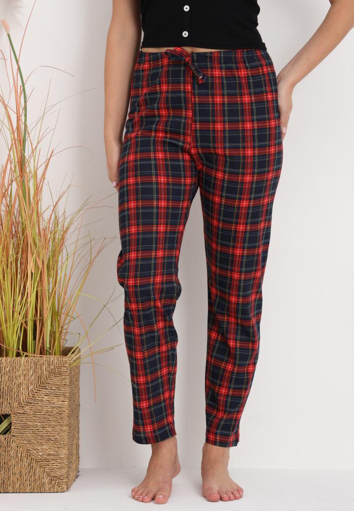 Pantaloni lungi de pijama damă imprimeu carouri