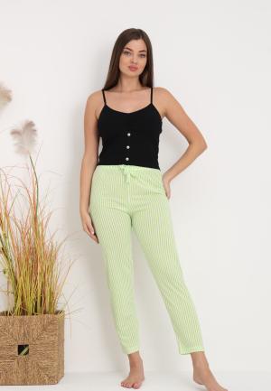 Pantaloni lungi de pijama damă imprimeu dungi,verde