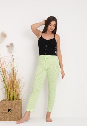 Pantaloni lungi de pijama damă imprimeu dungi,verde