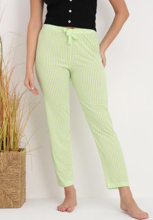 Pantaloni lungi de pijama damă imprimeu dungi,verde