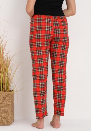 Pantaloni lungi de pijama damă imprimeu carouri, rosu