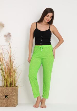 Pantaloni lungi de pijama damă imprimeu buline,verde