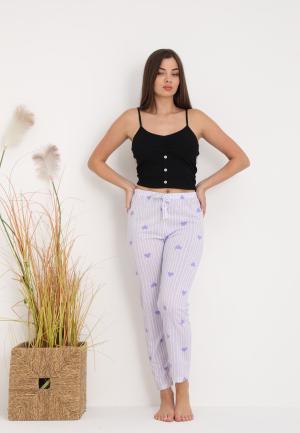 Pantaloni lungi de pijama damă imprimeu inimioare,mov