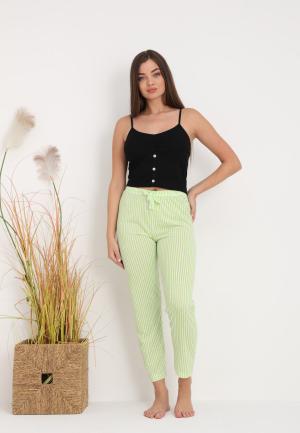 Pantaloni lungi de pijama damă imprimeu dungi,verde