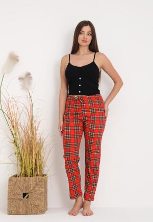 Pantaloni lungi de pijama damă imprimeu carouri, rosu