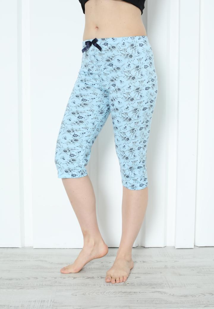 Pantaloni Pijama Damă Treisferturi cu Flori