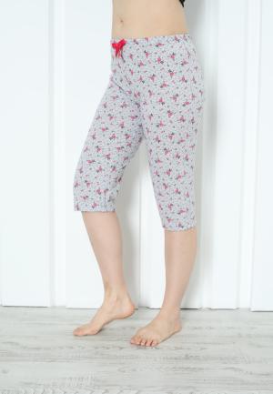 Pantaloni Pijama Damă Treisferturi cu Flori Roz Închis