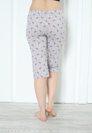 Pantaloni Pijama Damă Treisferturi cu Flori Roz Închis