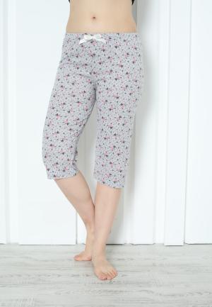 Pantaloni Pijama Damă Treisferturi cu Flori Roz Închis