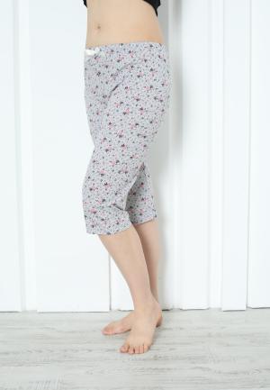 Pantaloni Pijama Damă Treisferturi cu Flori Roz Închis