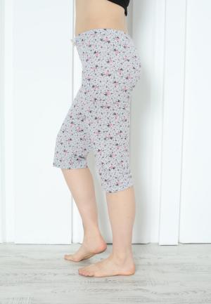 Pantaloni Pijama Damă Treisferturi cu Flori Roz Închis