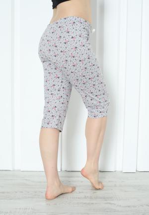 Pantaloni Pijama Damă Treisferturi cu Flori Roz Închis