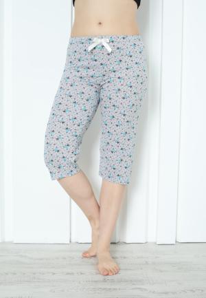 Pantaloni Pijama Damă Treisferturi cu Flori Albastre