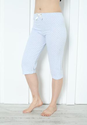 Pantaloni Pijama Damă Treisferturi cu Flori Albastru