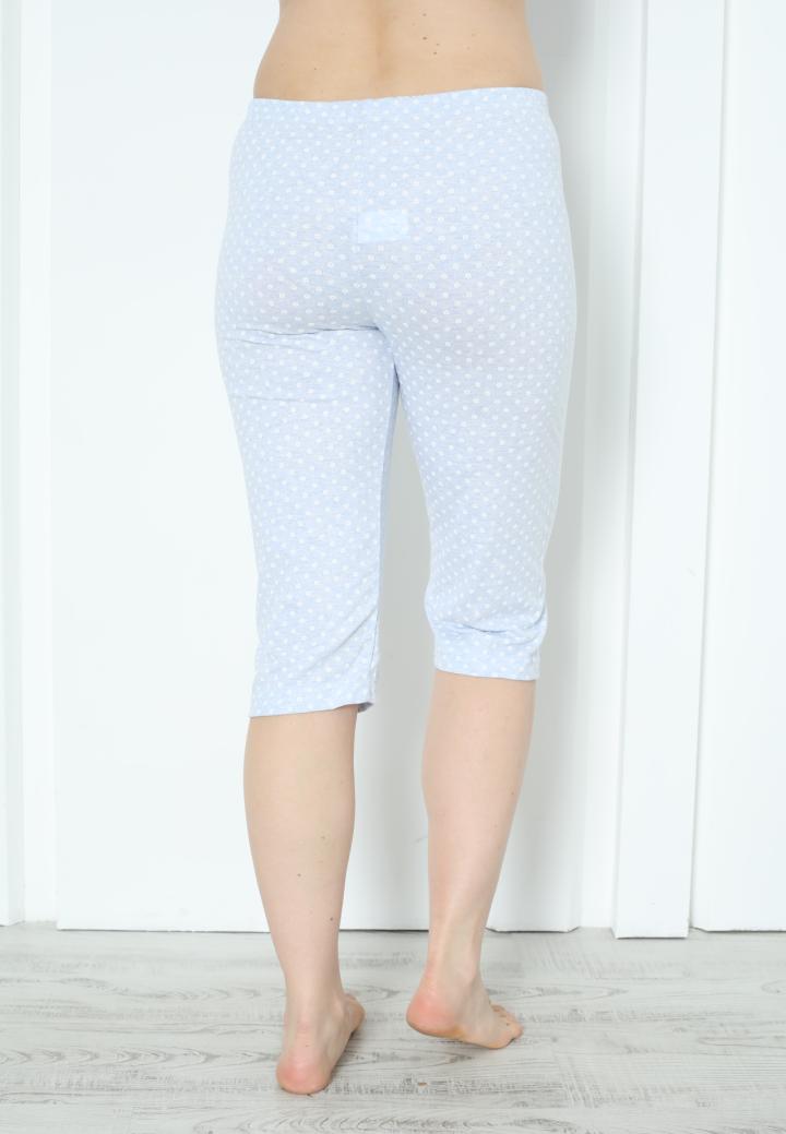 Pantaloni Pijama Damă Treisferturi cu Margarete Verde Deschis