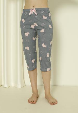 Pantaloni Pijama Damă Treisferturi cu Baloane și Inimoare