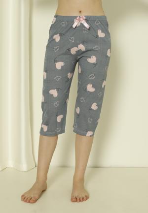 Pantaloni Pijama Damă Treisferturi cu Baloane și Inimoare