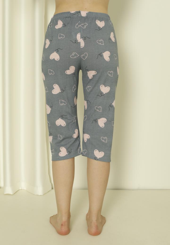 Pantaloni Pijama Damă Treisferturi cu Baloane și Inimoare