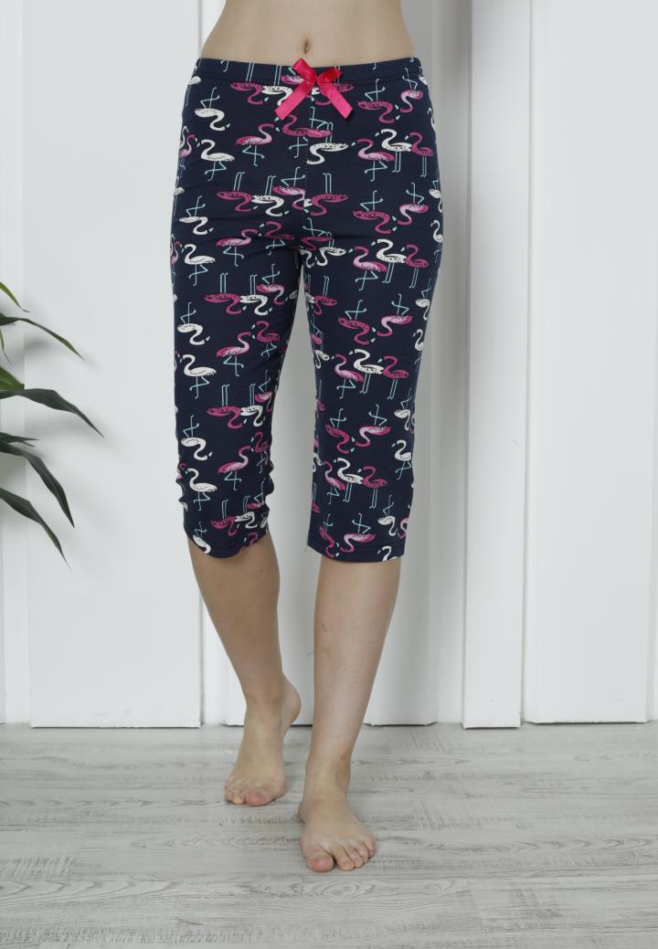 Pantaloni Pijama Damă Treisferturi cu Flamingo