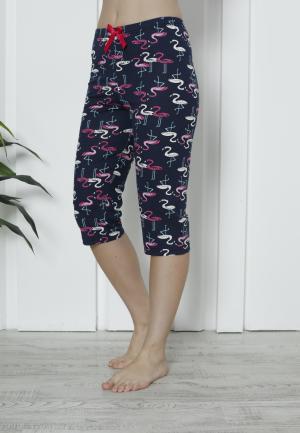 Pantaloni Pijama Damă Treisferturi cu Flamingo