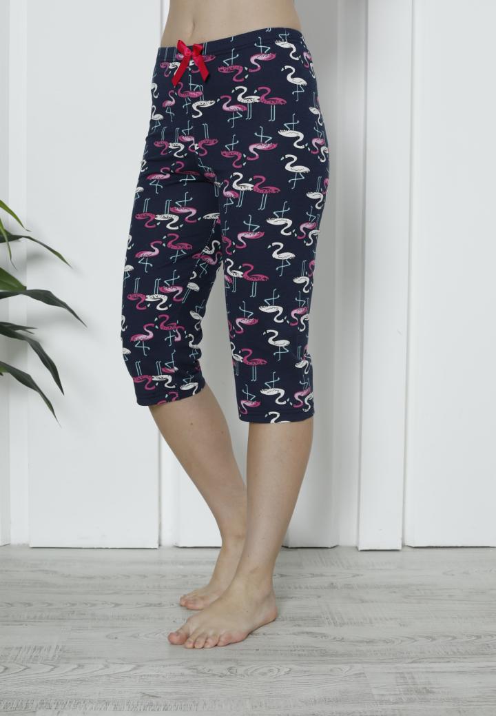 Pantaloni Pijama Damă Treisferturi cu Flamingo