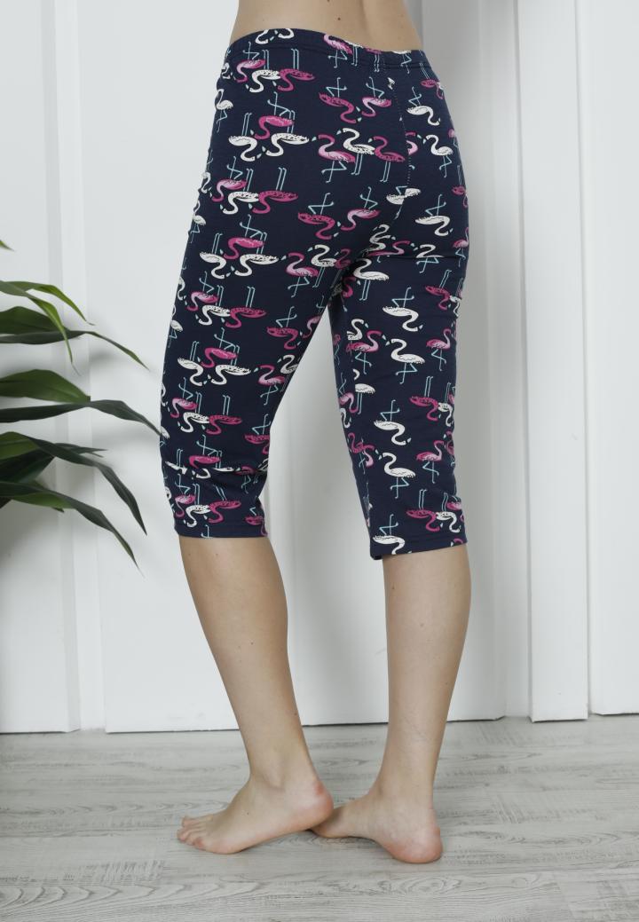Pantaloni Pijama Damă Treisferturi cu Flamingo