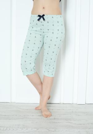 Pantaloni Pijama Damă Treisferturi cu Fundițe Verde Deschis