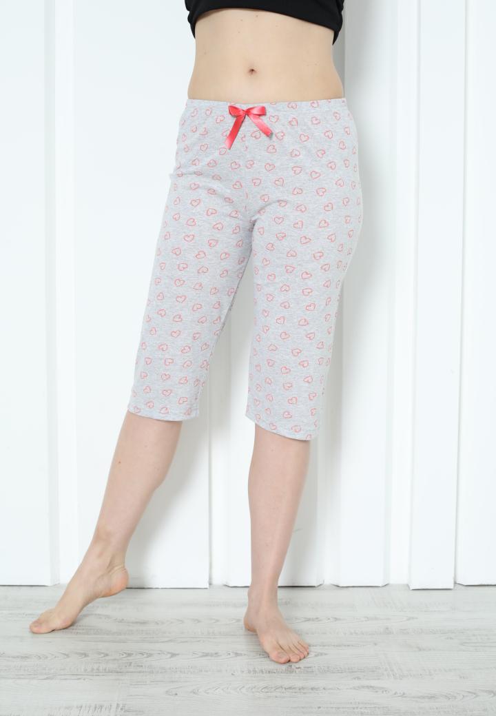 Pantaloni Pijama Damă Treisferturi cu inimioare