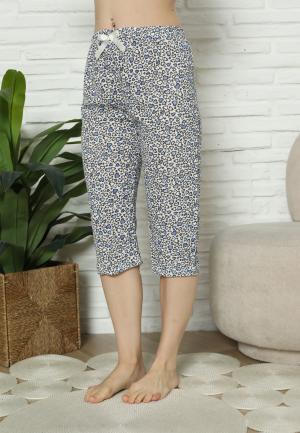 Pantaloni Pijama Damă Treisferturi, albastru, inimi