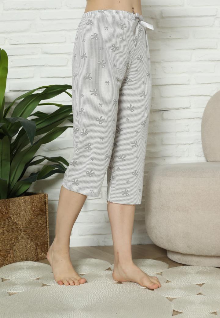 Pantaloni Pijama Damă Treisferturi, fundite, Gri