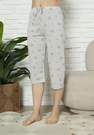 Pantaloni Pijama Damă Treisferturi, fundite, Gri