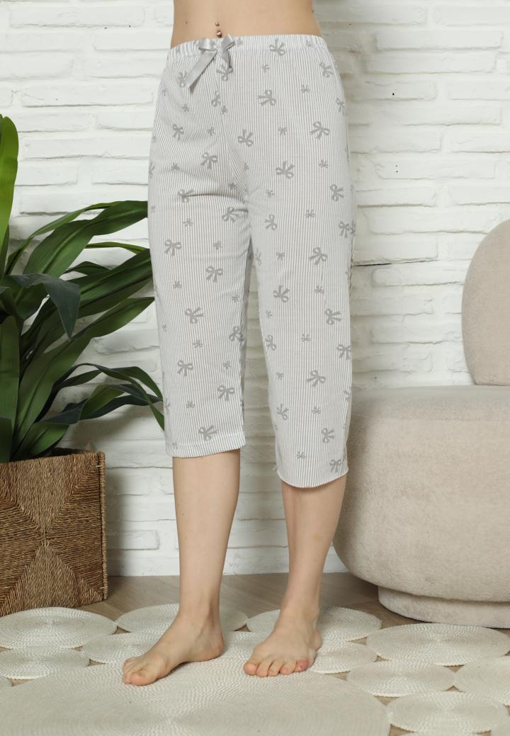 Pantaloni Pijama Damă Treisferturi, fundite, Gri