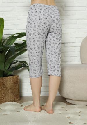 Pantaloni Pijama Damă Treisferturi, gri, flori