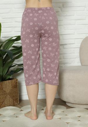Pantaloni Pijama Damă Treisferturi, mov, flori