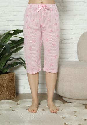 Pantaloni Pijama Damă Treisferturi, roz, fundite