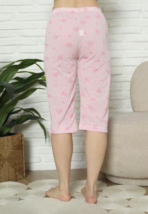 Pantaloni Pijama Damă Treisferturi, roz, fundite