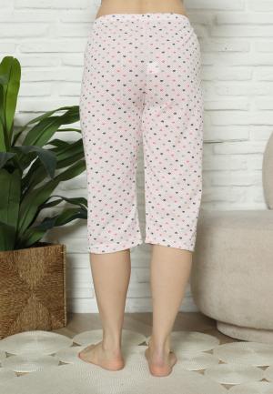 Pantaloni Pijama Damă Treisferturi, roz, inimi