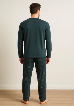 Pijama bărbat bumbac – mânecă lungă, pantalon lung , Verde
