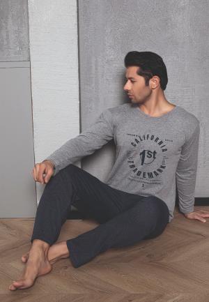 Pijama bărbat mânecă lungă, pantaloni lungi, California Trademark